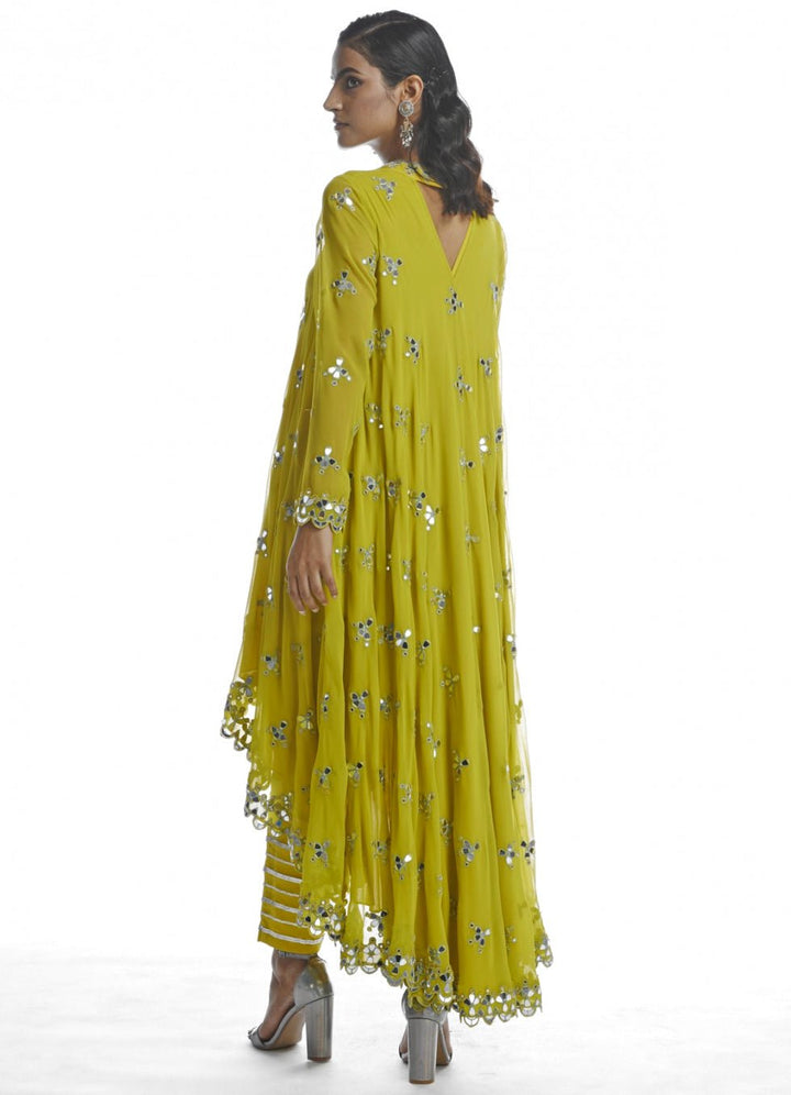Lime Green Kurta Set Vvani by Vani Vats - Fabilicious Fashion
