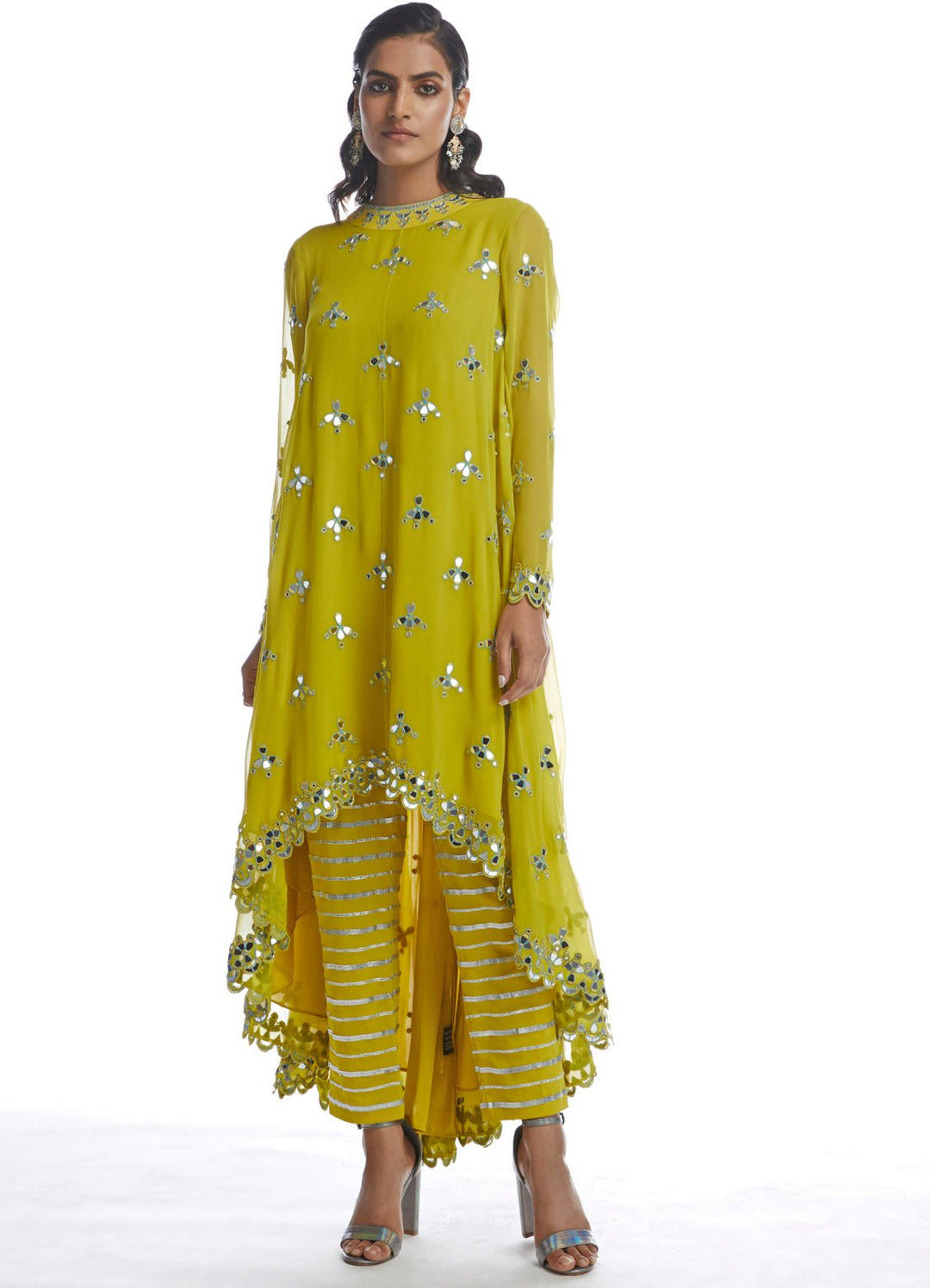 Lime Green Kurta Set Vvani by Vani Vats - Fabilicious Fashion
