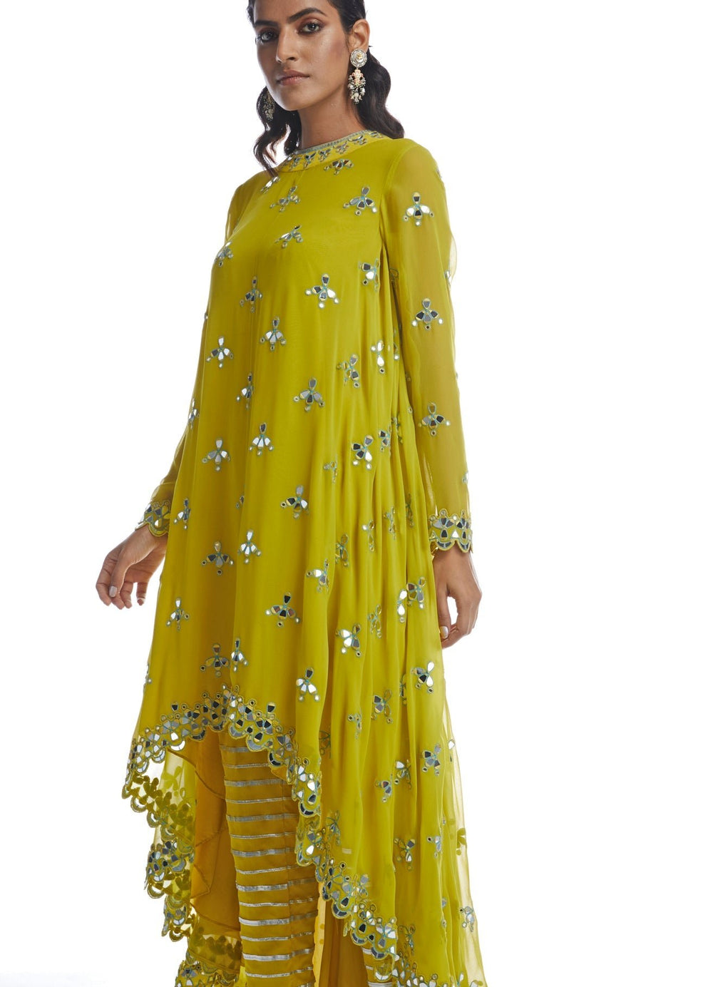 Lime Green Kurta Set Vvani by Vani Vats - Fabilicious Fashion