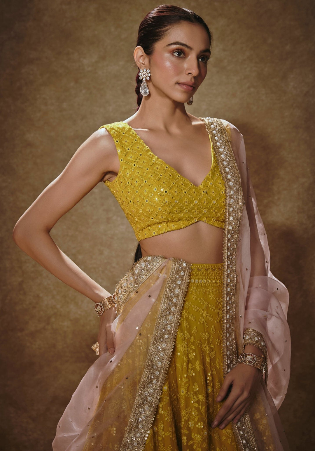 Lime Yellow Embroidered Lehenga Set Renee Label - Fabilicious Fashion