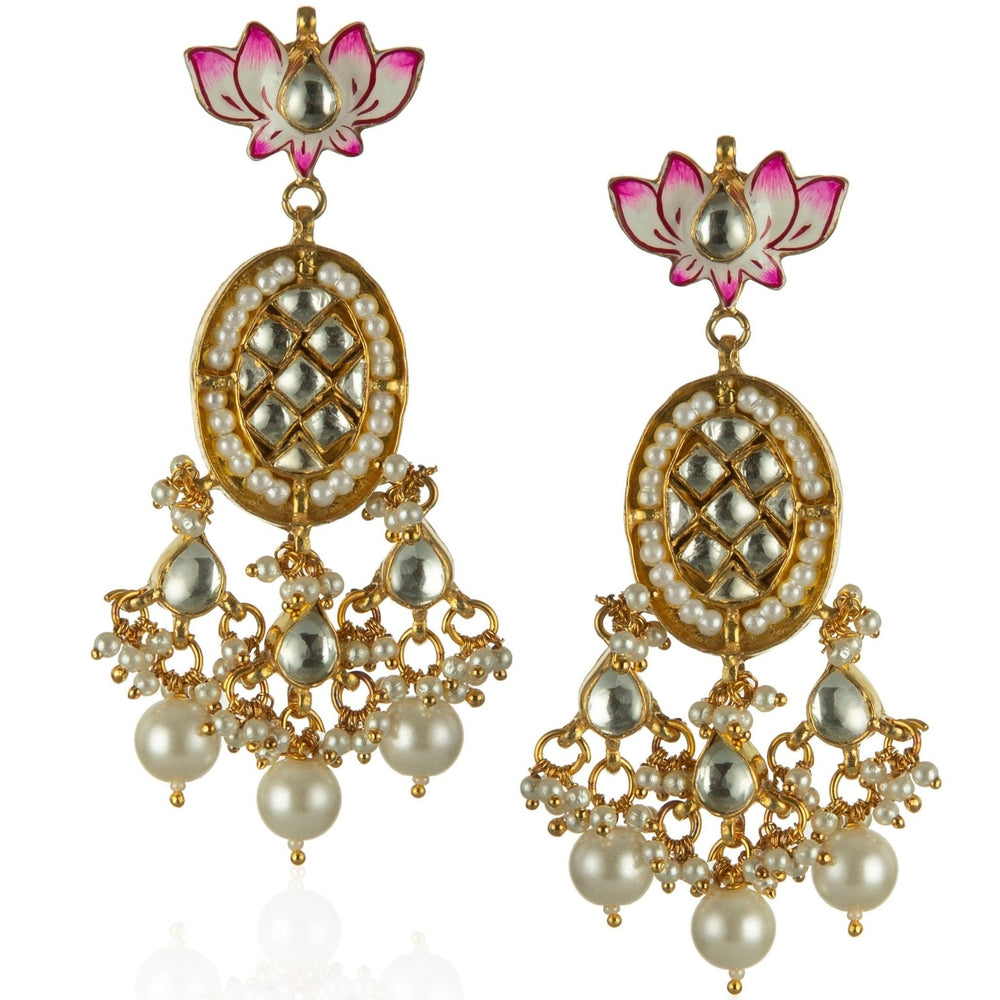 Lotus Pink And White Pendant Riana by Shikha Jindal - Fabilicious Fashion