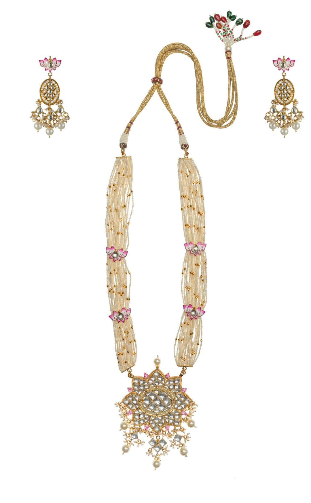 Lotus Pink And White Pendant Riana by Shikha Jindal - Fabilicious Fashion