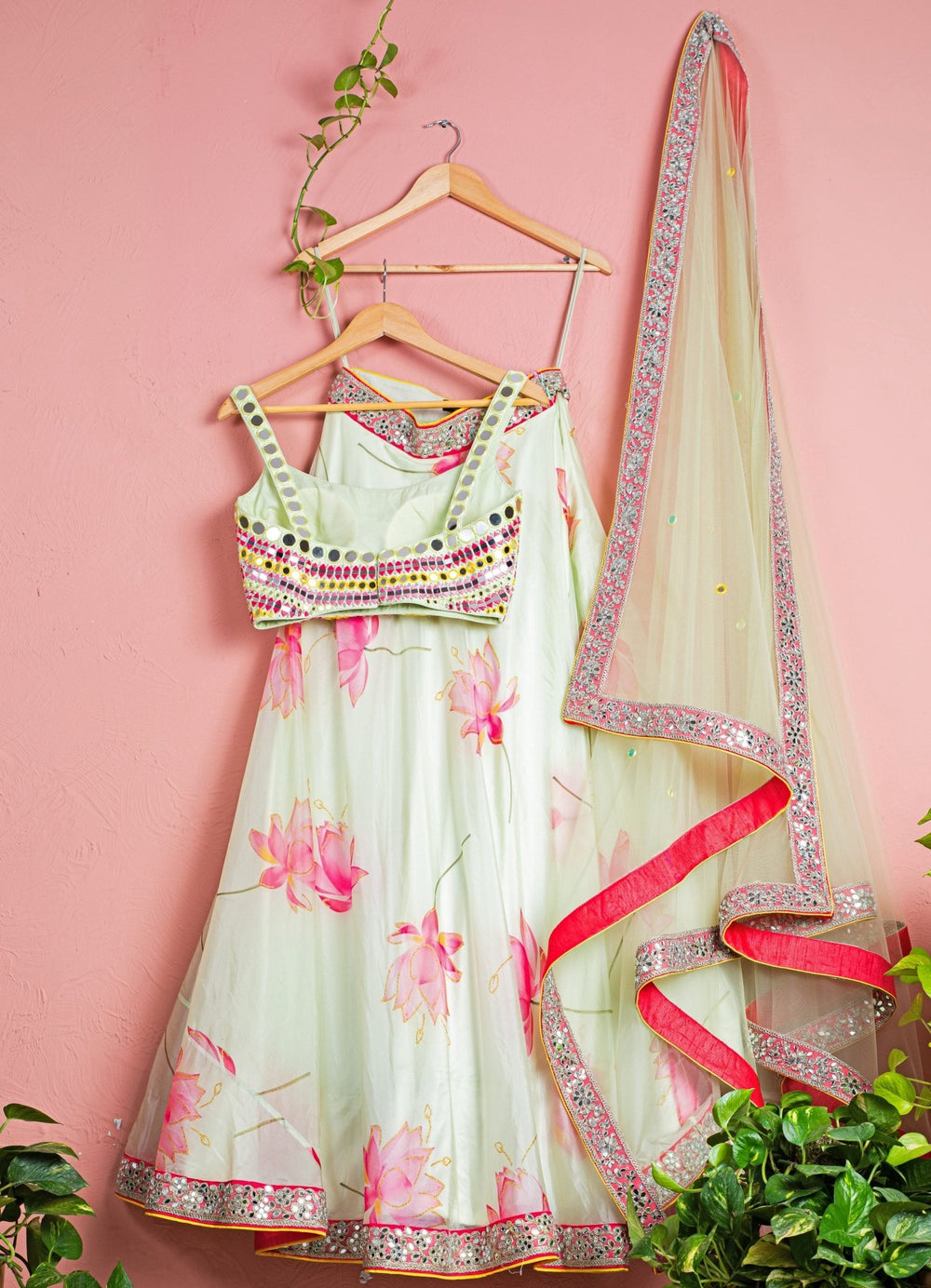 Lotus Printed Lehenga and Multi Colour Blouse Set Anisha Shetty - Fabilicious Fashion