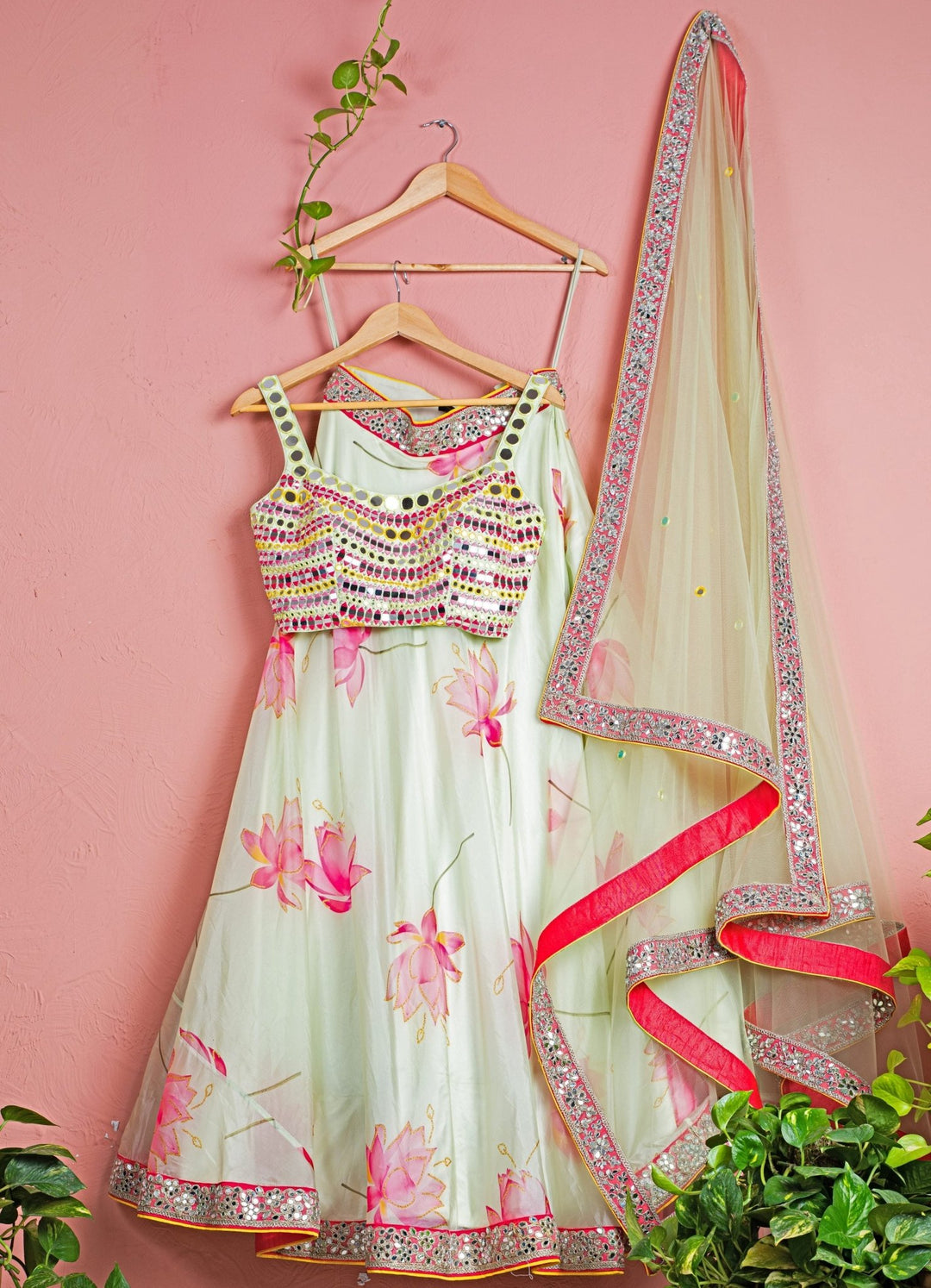 Lotus Printed Lehenga and Multi Colour Blouse Set Anisha Shetty - Fabilicious Fashion