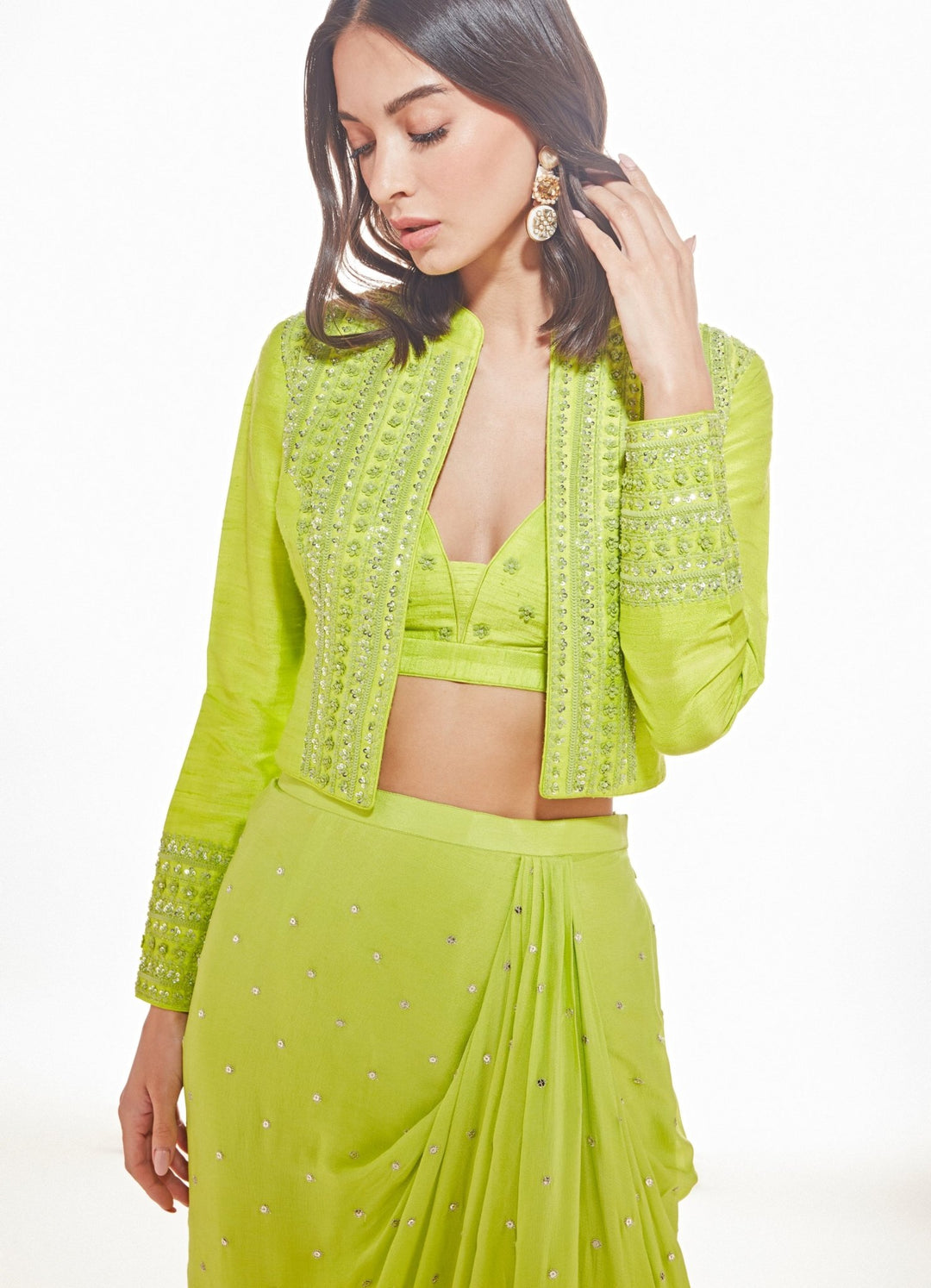Madison Lime Green Jacket Set Chamee n Palak - Fabilicious Fashion