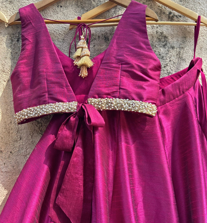 Magenta Pink lehenga With Hand Painted Dupatta Priti Sahni - Fabilicious Fashion