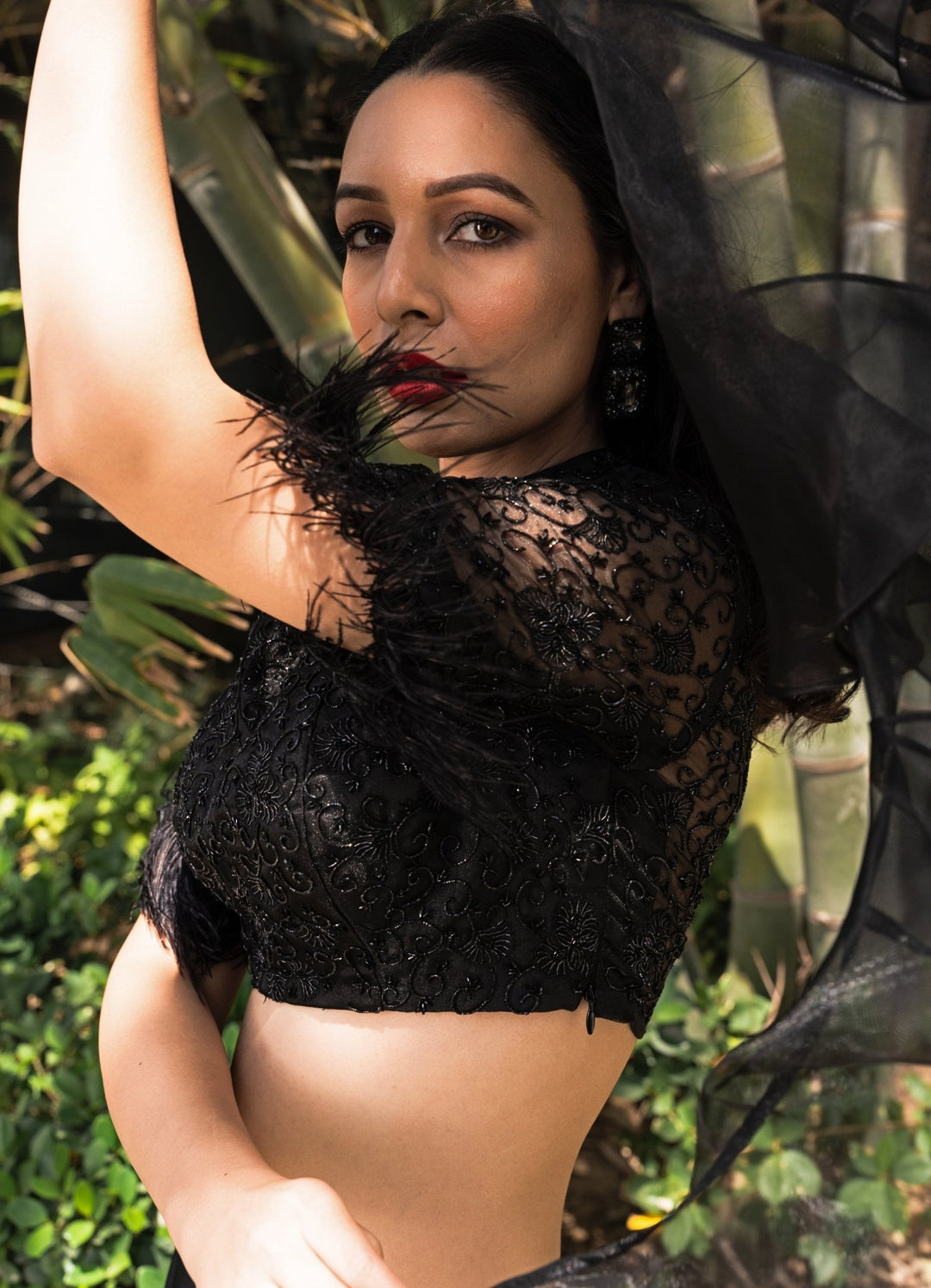 Maheem Black Satin Lehenga Rashika Sharma - Fabilicious Fashion