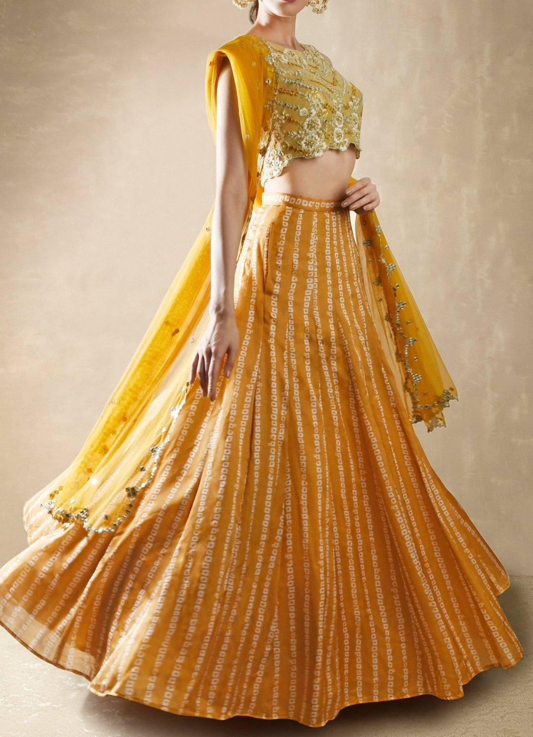 Marigold Bandhani Lehenga Set Renee - Fabilicious Fashion