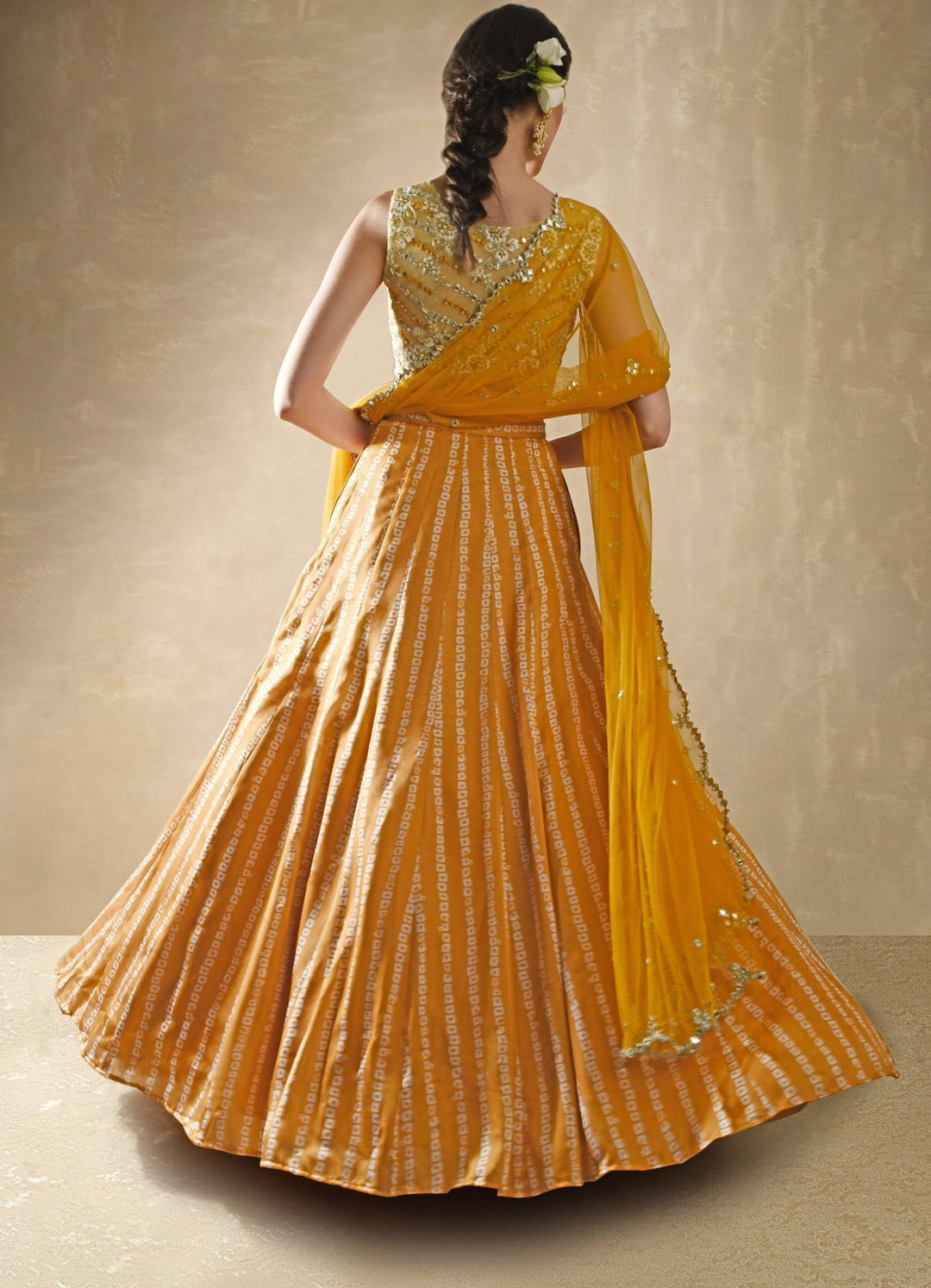 Marigold Bandhani Lehenga Set Renee - Fabilicious Fashion