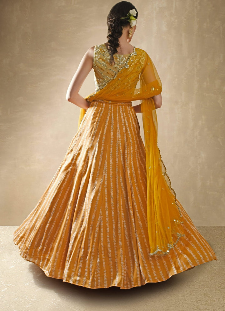 Marigold Bandhani Lehenga Set Renee - Fabilicious Fashion