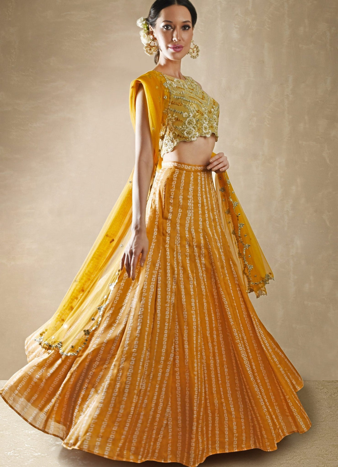 Marigold Bandhani Lehenga Set Renee - Fabilicious Fashion