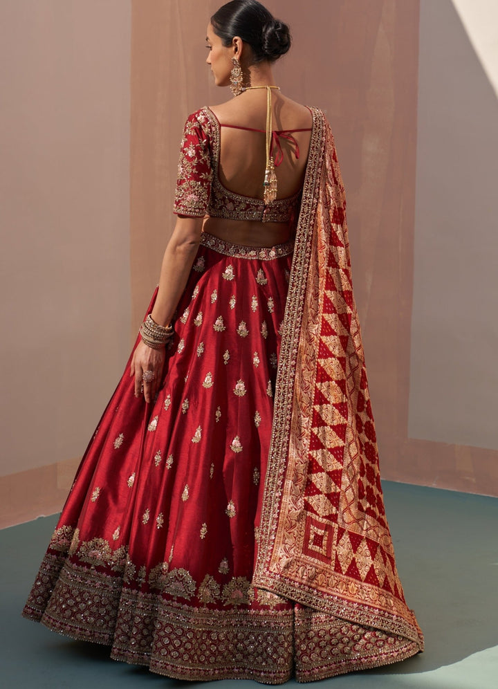 Maroon Double Dupatta Lehenga Set Angad Singh - Fabilicious Fashion