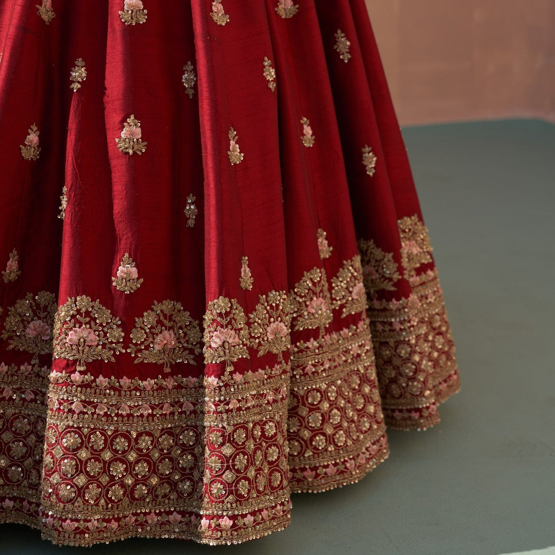 Maroon Double Dupatta Lehenga Set Angad Singh - Fabilicious Fashion