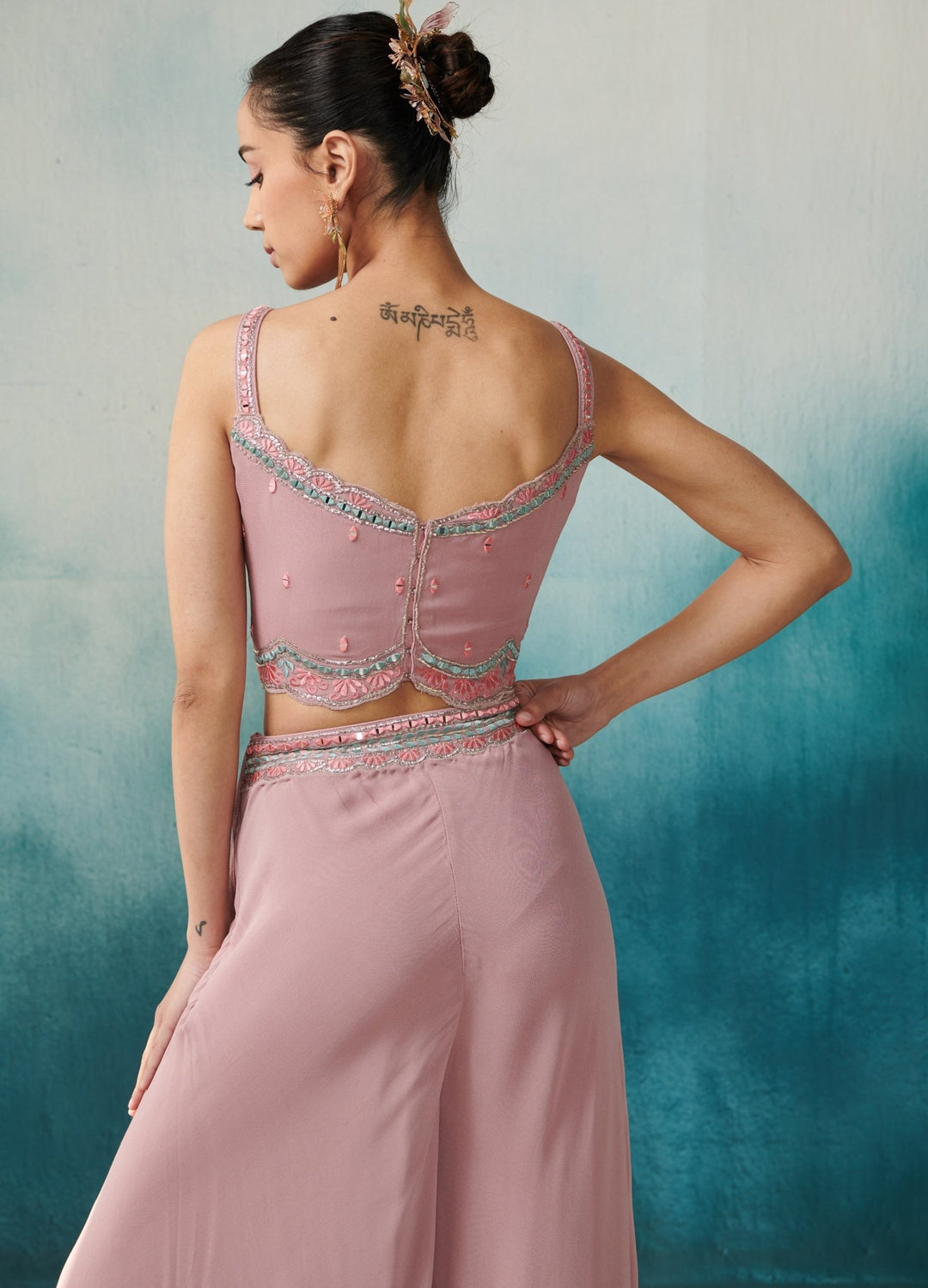 Mauve Georgette Flared Sharara Cape Set Suhino - Fabilicious Fashion