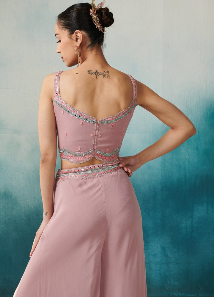 Mauve Georgette Flared Sharara Cape Set Suhino - Fabilicious Fashion