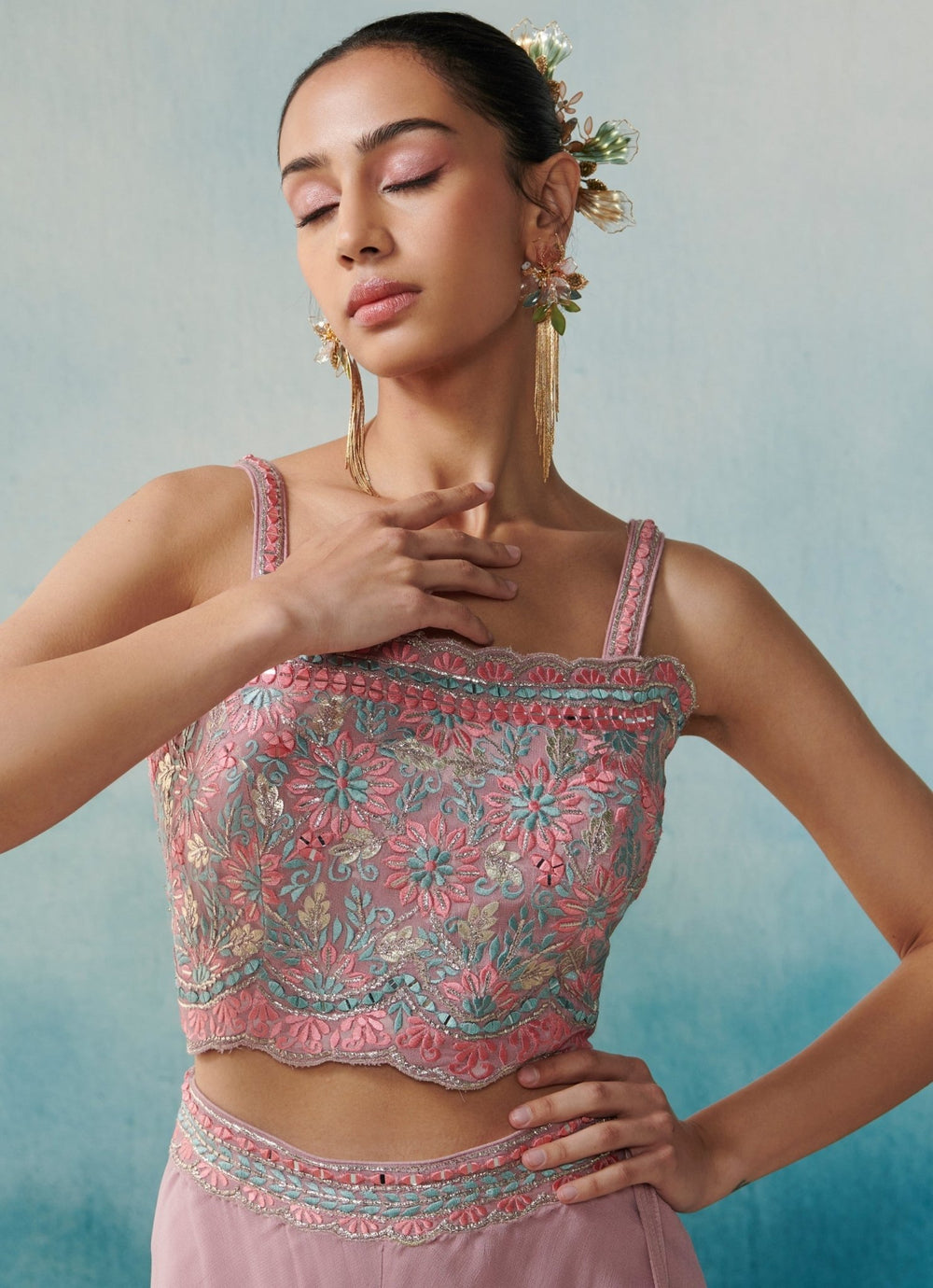Mauve Georgette Flared Sharara Cape Set Suhino - Fabilicious Fashion