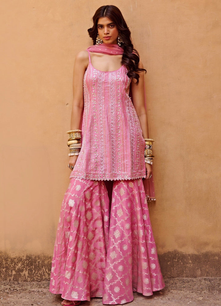Mauve Pink Palazzo Embroidered Set Chamee n Palak - Fabilicious Fashion