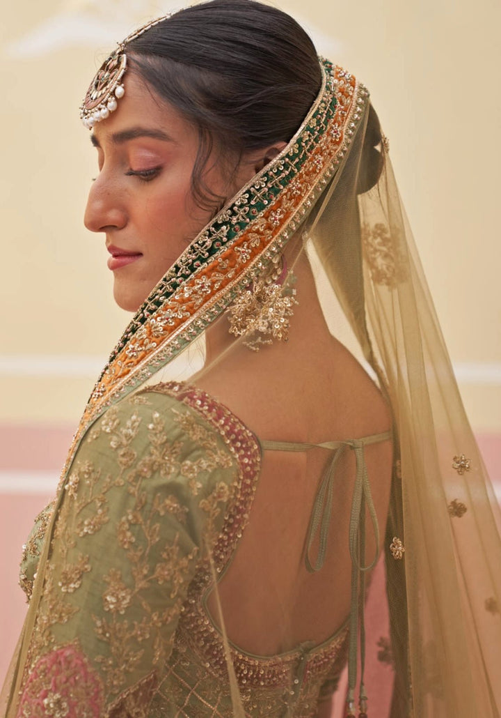 Mehendi Green Silk Bridal Lehenga Angad Singh - Fabilicious Fashion