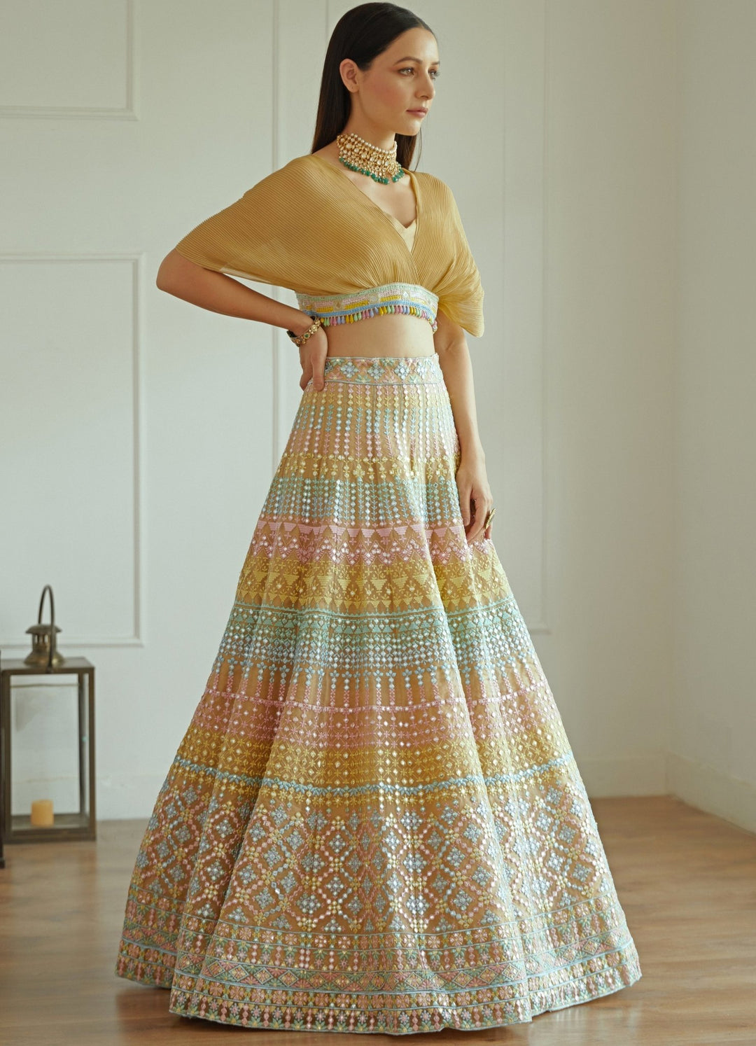 Meher Multi Coloured Organza Lehenga Set Studio Iris - Fabilicious Fashion