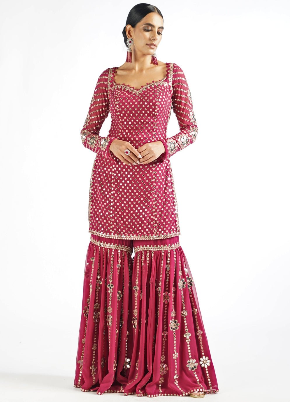 Mellow Wine Sharara Set Vvani by Vani Vats - Fabilicious Fashion