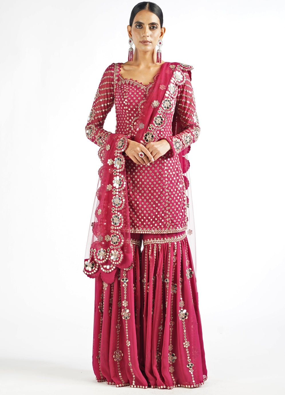 Mellow Wine Sharara Set Vvani by Vani Vats - Fabilicious Fashion