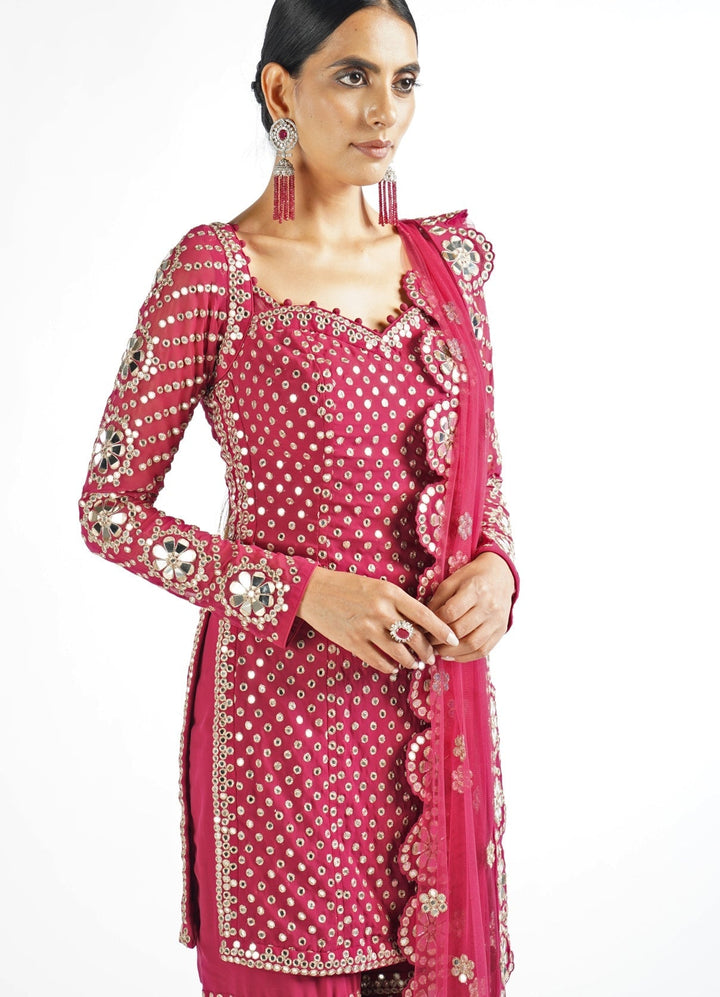 Mellow Wine Sharara Set Vvani by Vani Vats - Fabilicious Fashion