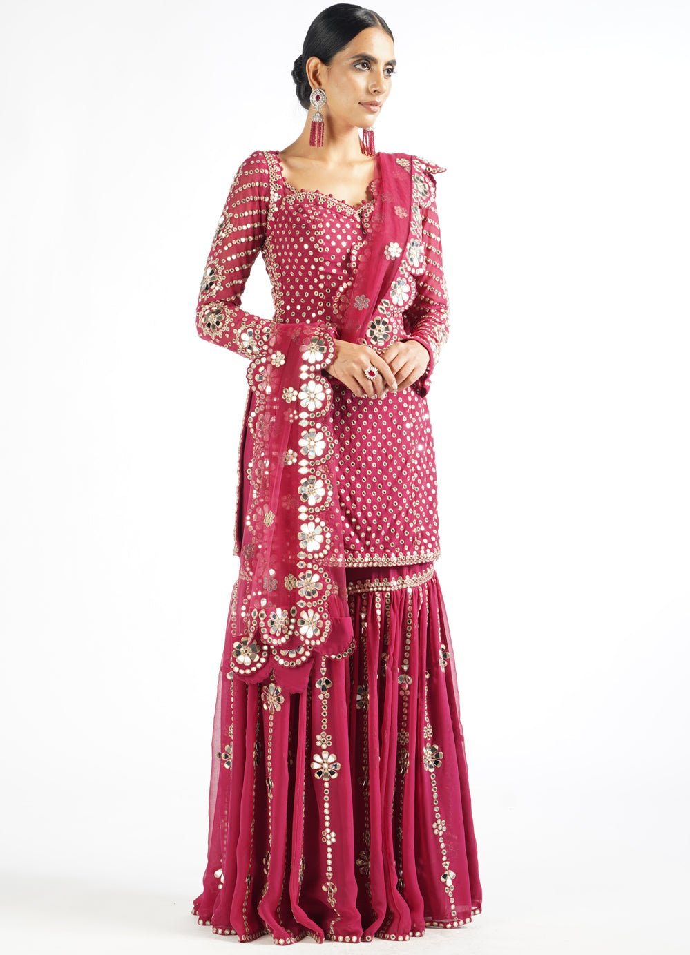 Mellow Wine Sharara Set Vvani by Vani Vats - Fabilicious Fashion