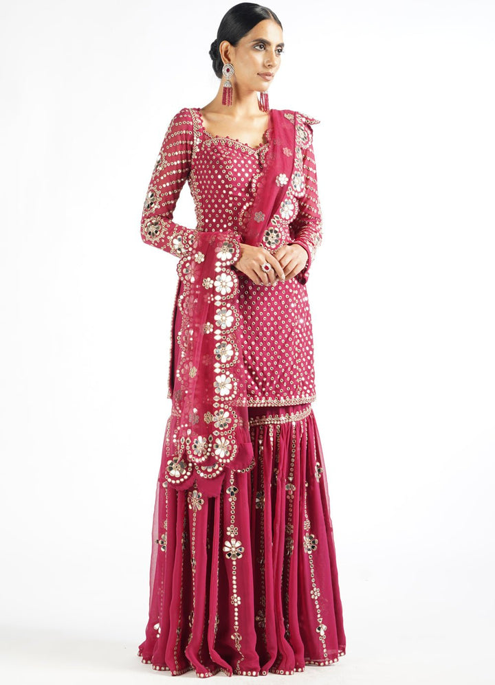 Mellow Wine Sharara Set Vvani by Vani Vats - Fabilicious Fashion