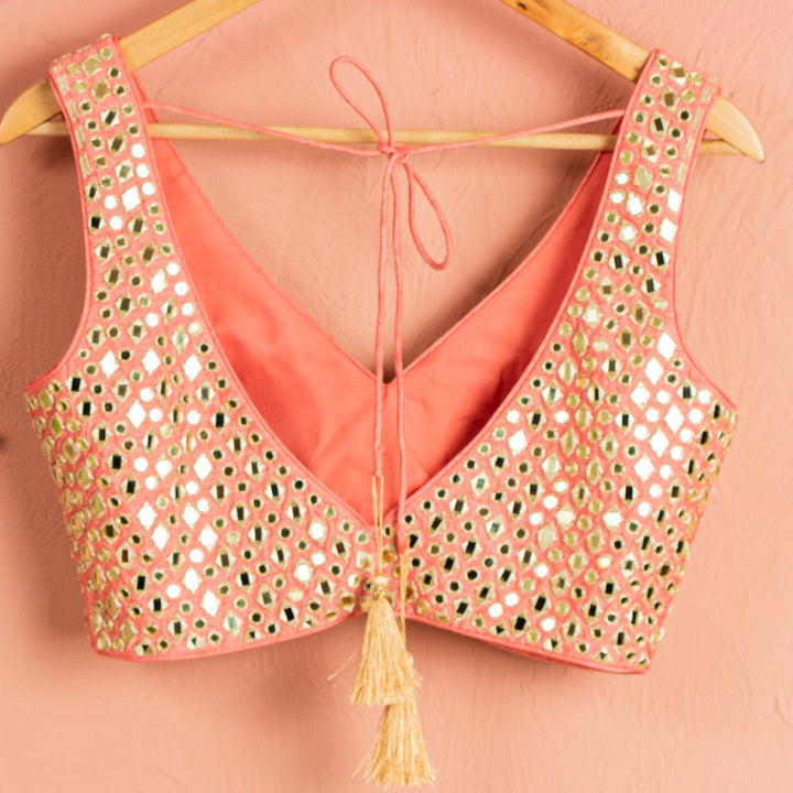 Melon Orange Mirror and Abla Lehenga Set Anisha Shetty - Fabilicious Fashion