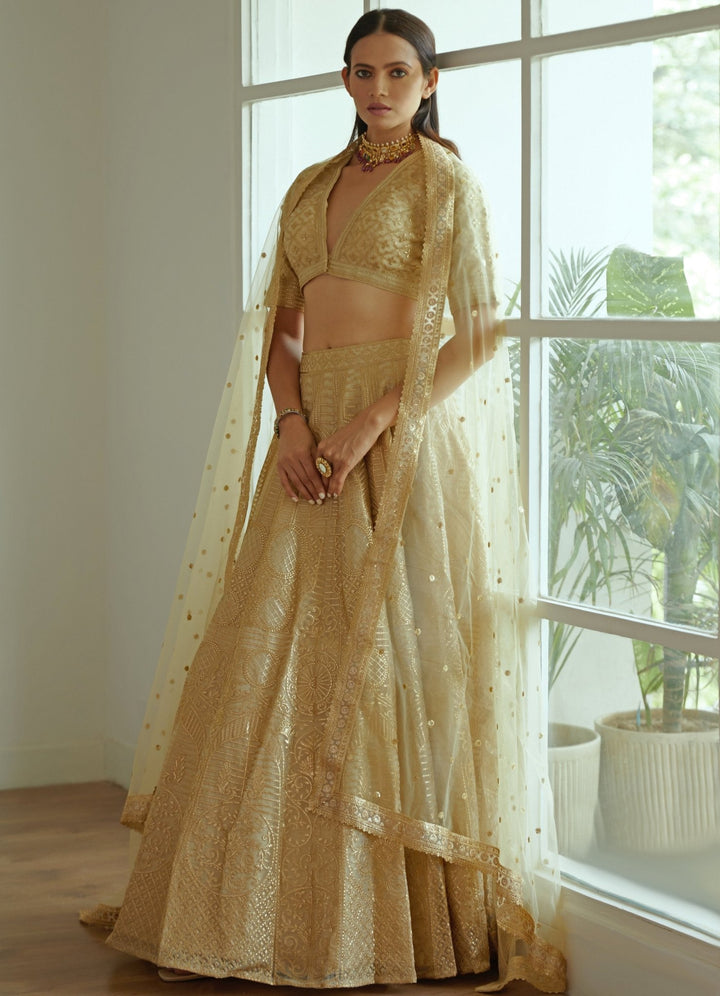 Melora Golden Lehenga Set Studio Iris - Fabilicious Fashion