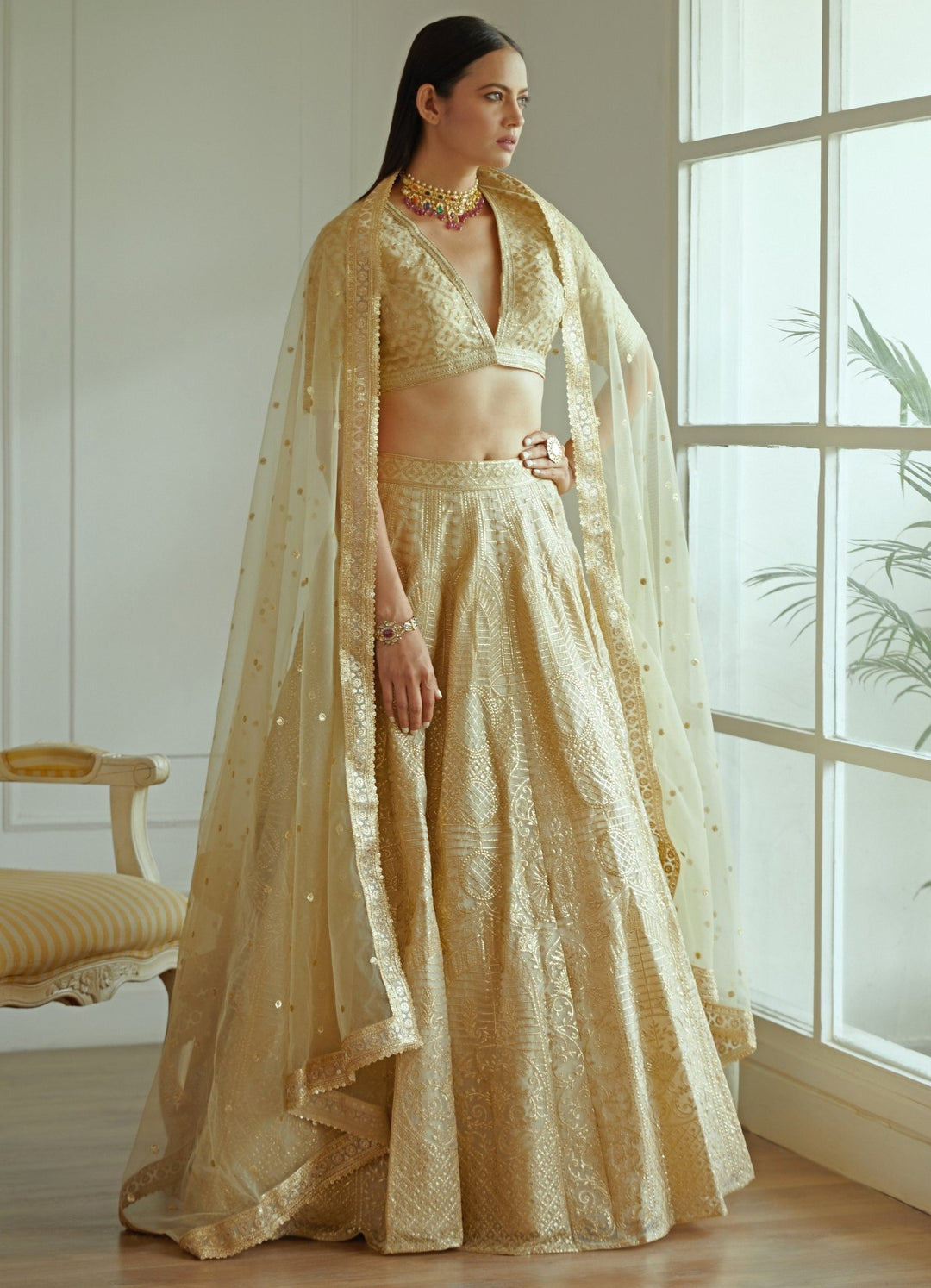Melora Golden Lehenga Set Studio Iris - Fabilicious Fashion