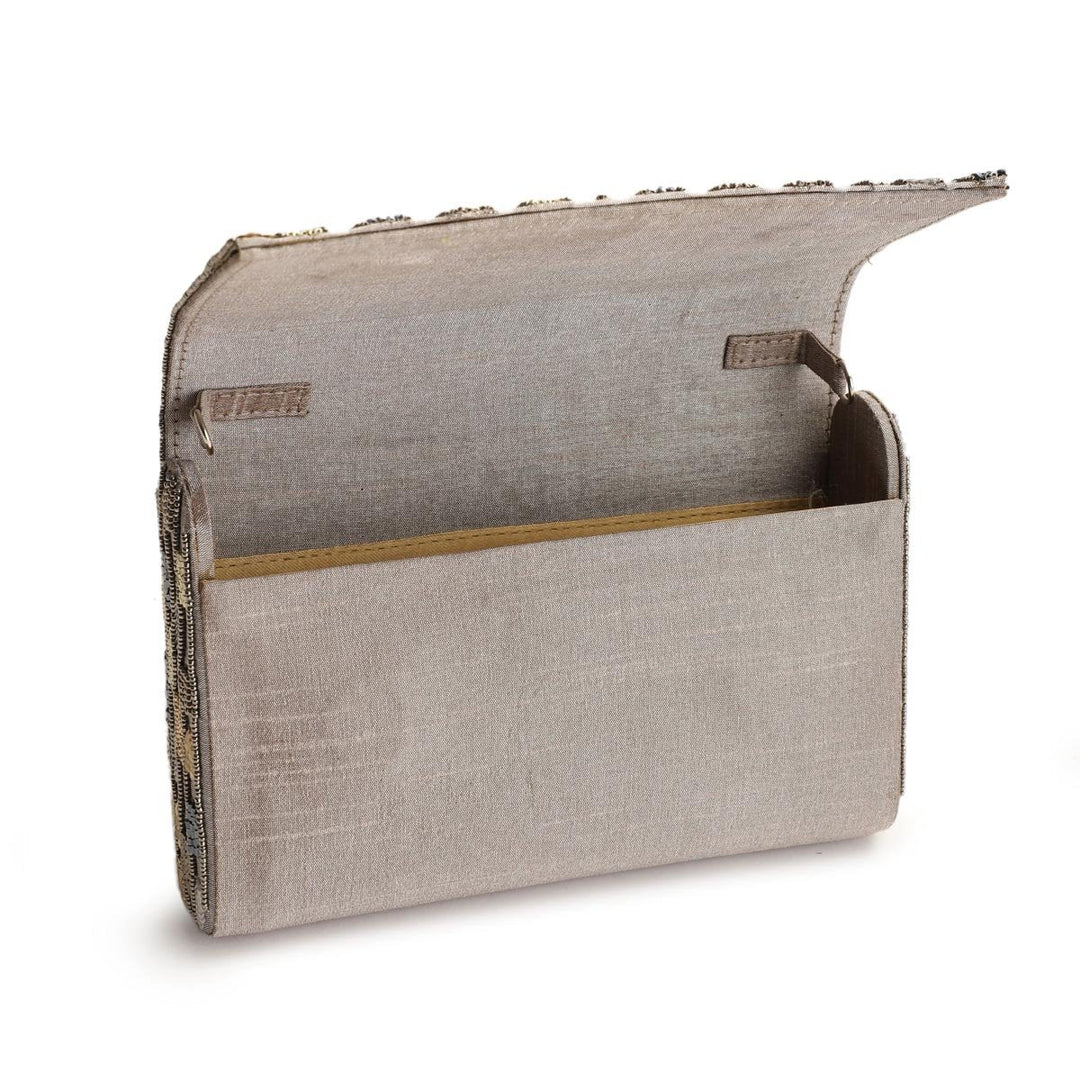 Metallic Grey Clutch The Purple Sack - Fabilicious Fashion