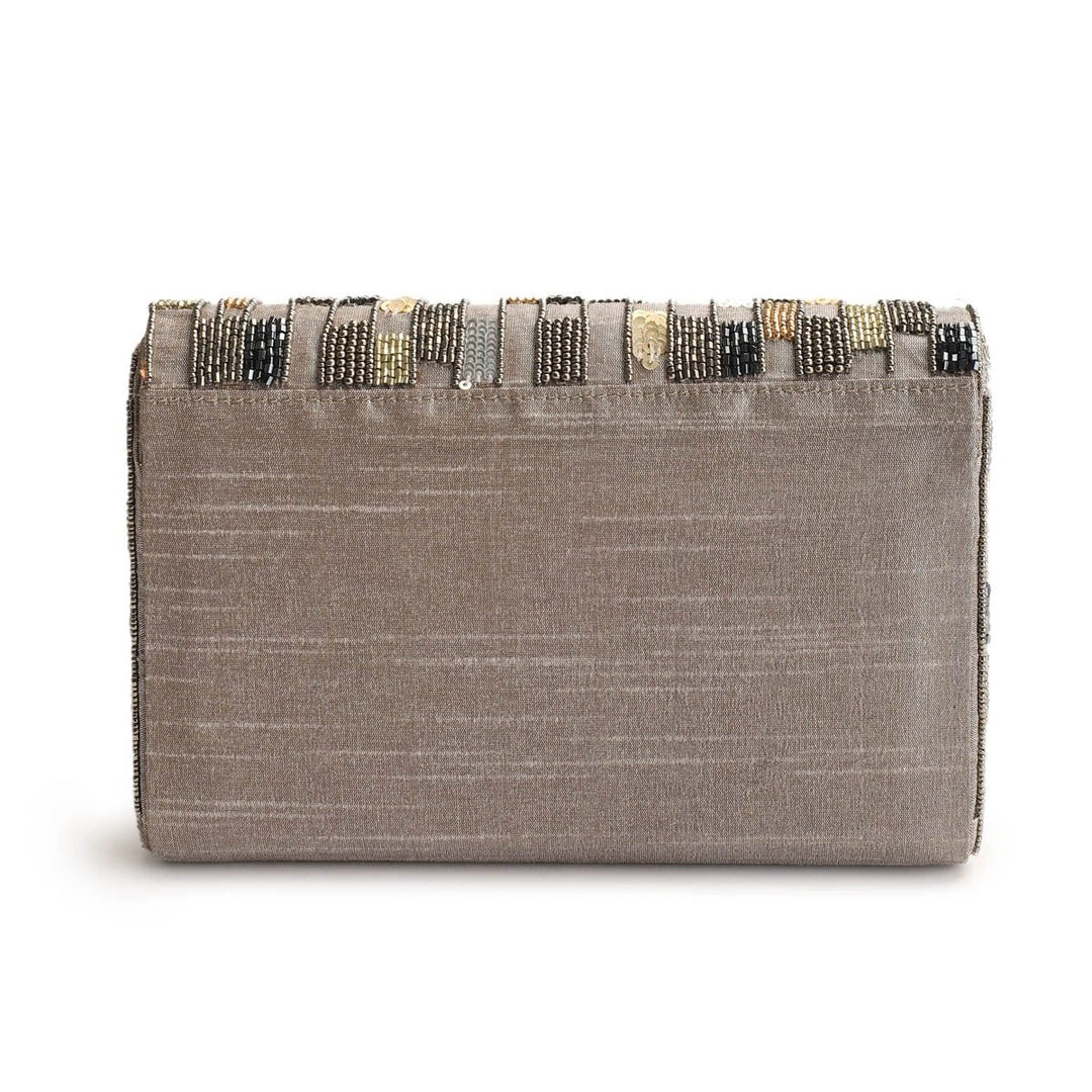 Metallic Grey Clutch The Purple Sack - Fabilicious Fashion