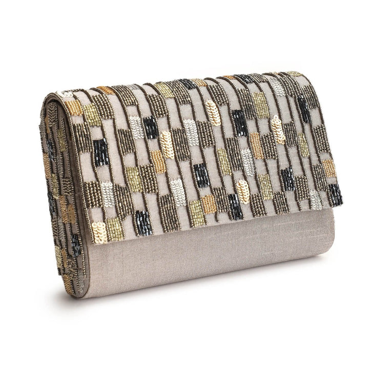 Metallic Grey Clutch The Purple Sack - Fabilicious Fashion