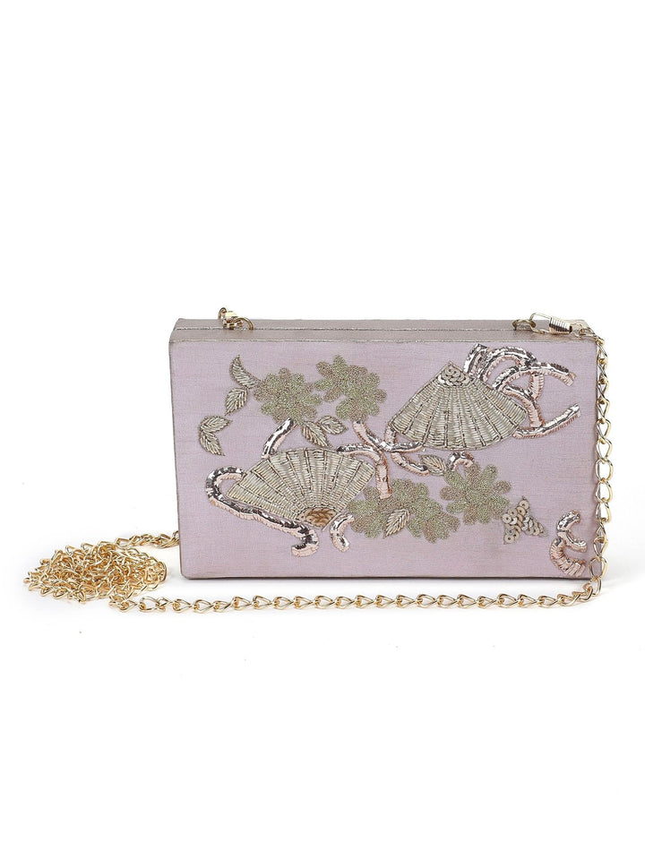 Metallic Pink Box Clutch The Purple Sack - Fabilicious Fashion