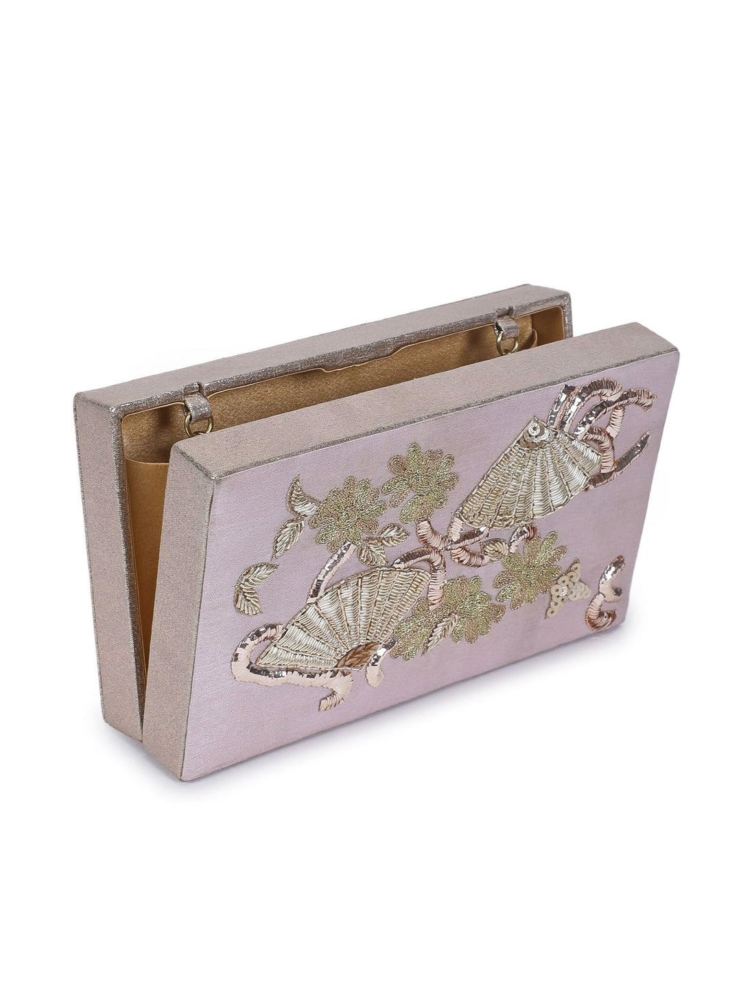 Metallic Pink Box Clutch The Purple Sack - Fabilicious Fashion
