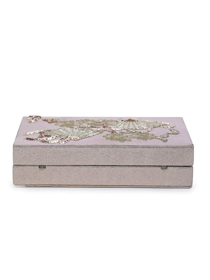 Metallic Pink Box Clutch The Purple Sack - Fabilicious Fashion