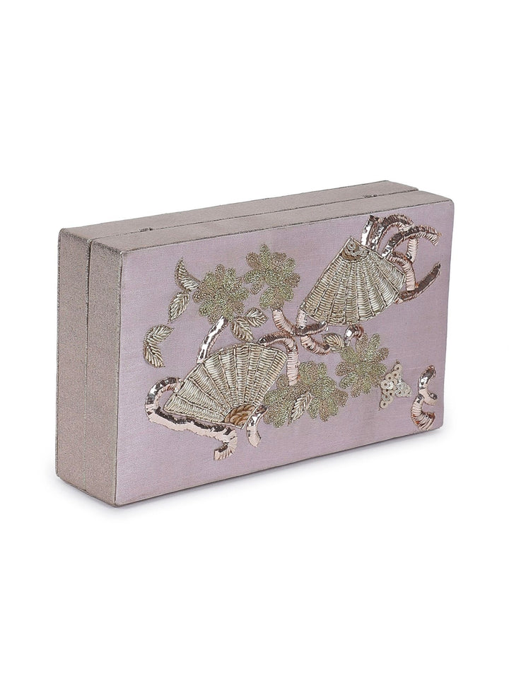 Metallic Pink Box Clutch The Purple Sack - Fabilicious Fashion