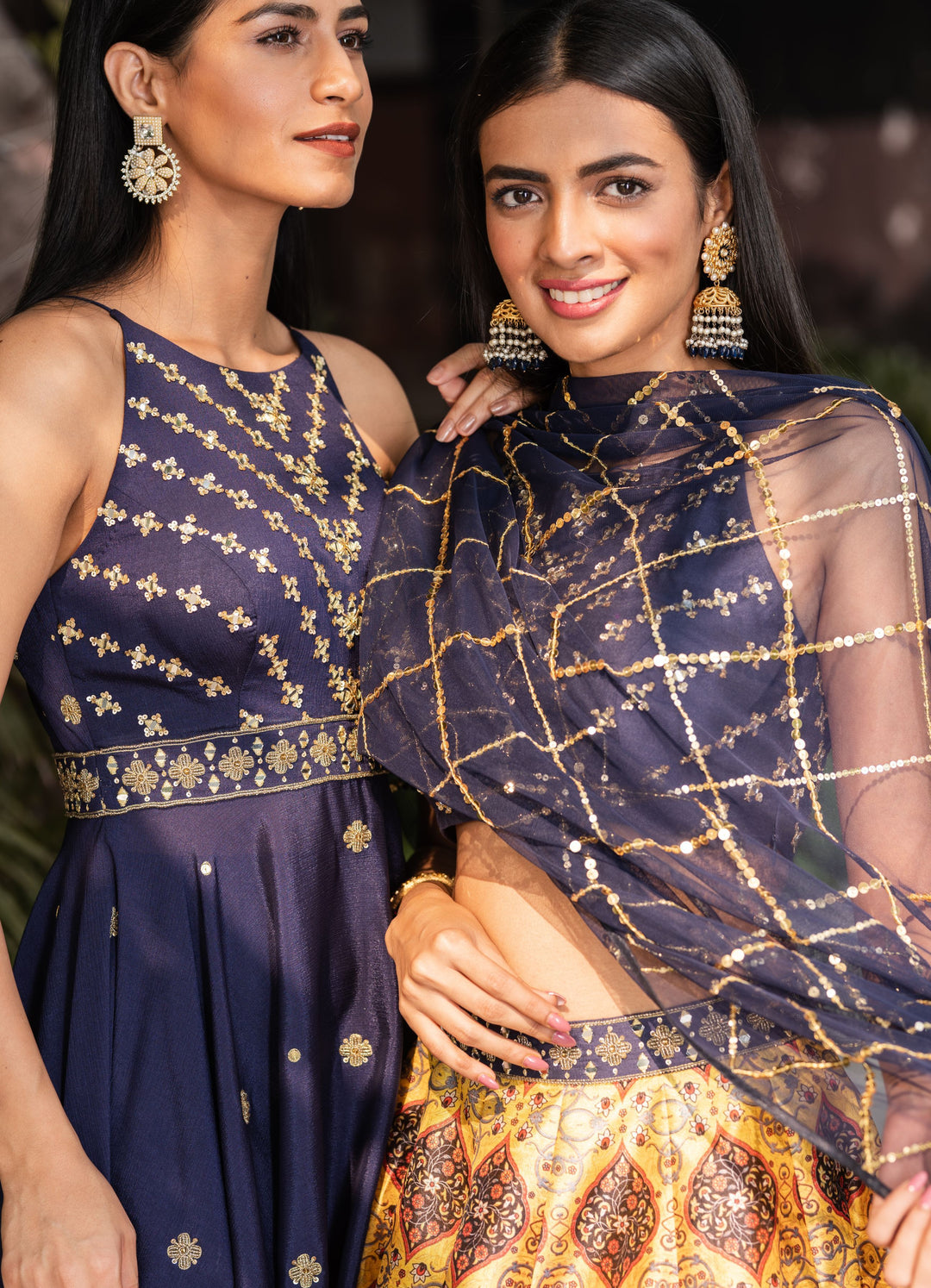 Midnight Blue and Yellow Lehenga Set Rashika Sharma - Fabilicious Fashion
