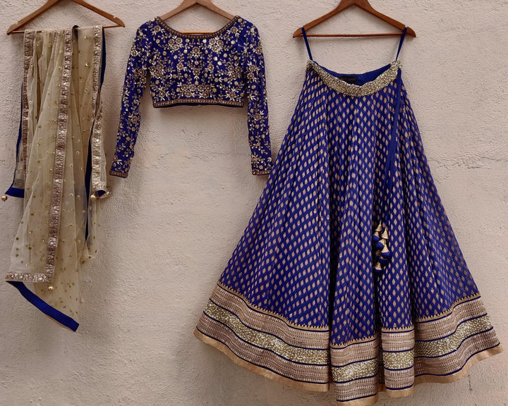 Midnight Blue Embroidered Lehenga Set Priti Sahni - Fabilicious Fashion