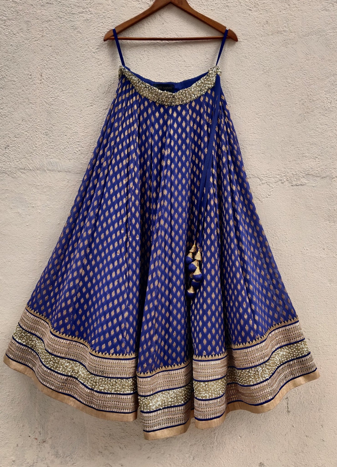 Midnight Blue Embroidered Lehenga Set Priti Sahni - Fabilicious Fashion