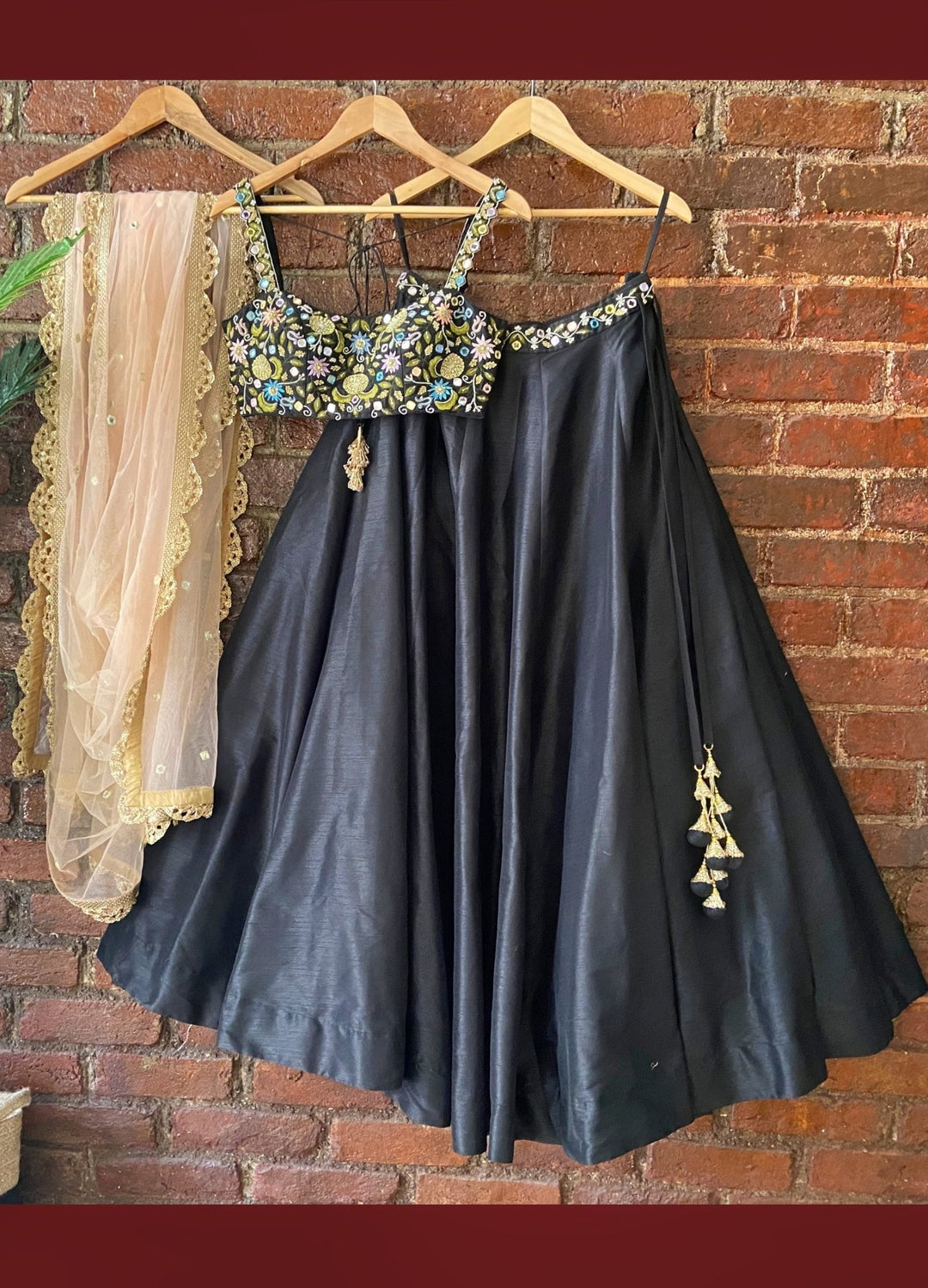 Midnight Blue Floral Embellished Lehenga Set With Soft Net Dupatta Priti Sahni - Fabilicious Fashion
