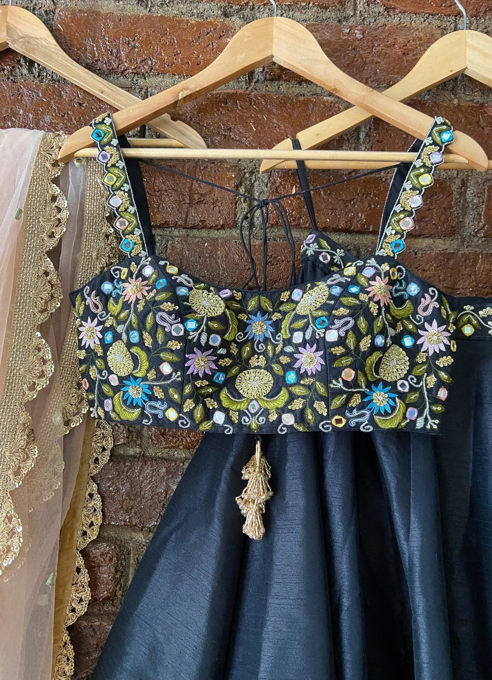 Midnight Blue Floral Embellished Lehenga Set With Soft Net Dupatta Priti Sahni - Fabilicious Fashion