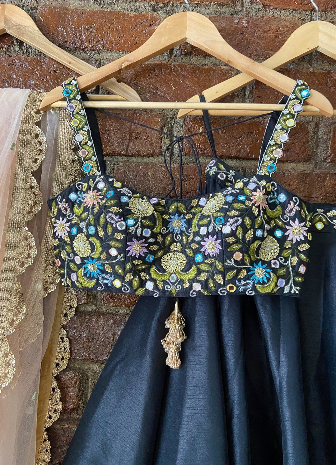 Midnight Blue Floral Embellished Lehenga Set With Soft Net Dupatta Priti Sahni - Fabilicious Fashion