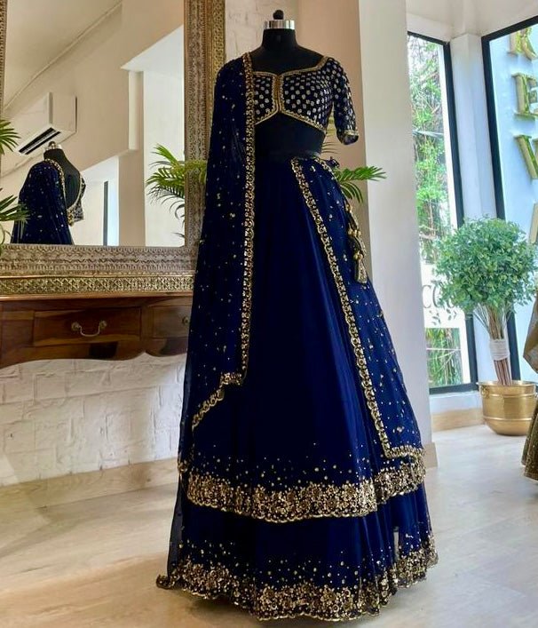 Midnight Blue Haseena Lehenga Set Prevasu - Fabilicious Fashion