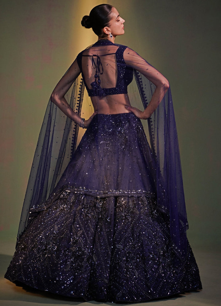 Midnight Blue Sequenced Set Angad Singh - Fabilicious Fashion