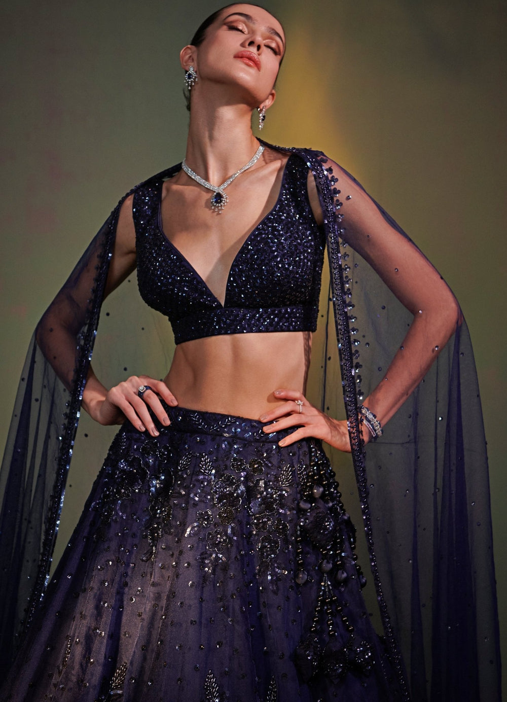 Midnight Blue Sequenced Set Angad Singh - Fabilicious Fashion