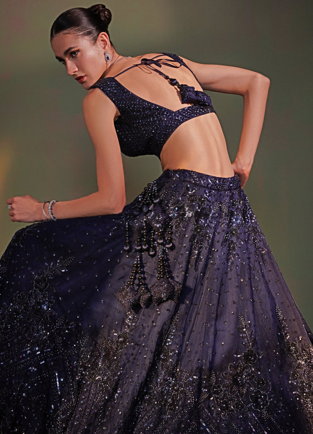 Midnight Blue Sequenced Set Angad Singh - Fabilicious Fashion