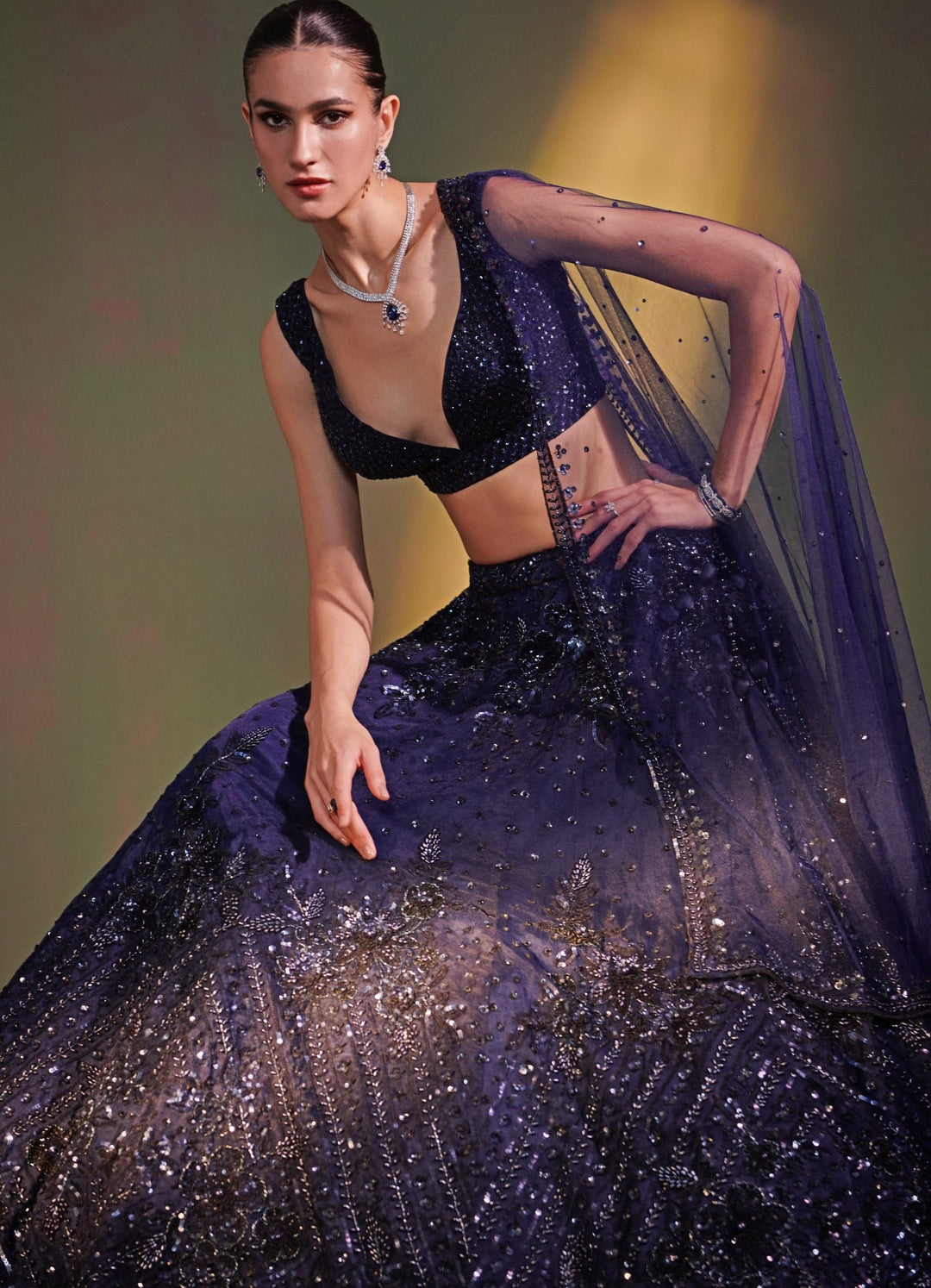 Midnight Blue Sequenced Set Angad Singh - Fabilicious Fashion