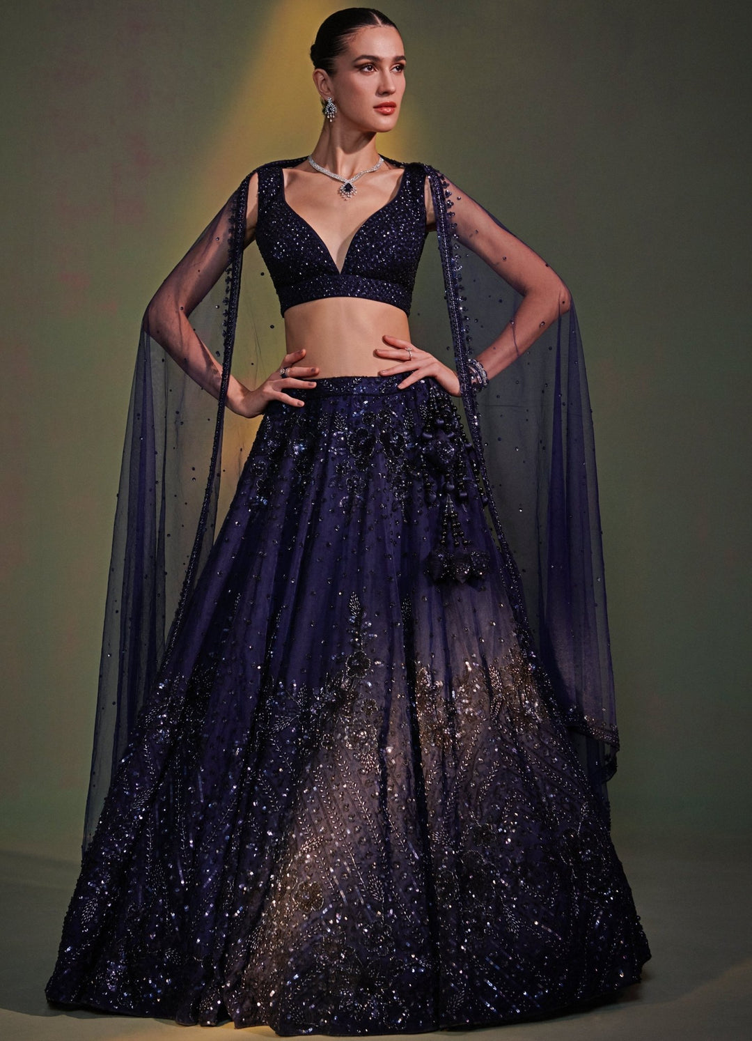 Midnight Blue Sequenced Set Angad Singh - Fabilicious Fashion